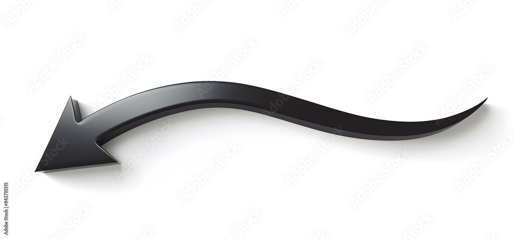 Arrow black curved left sleek and 2D design Arrow black curved left sleek and 2D design