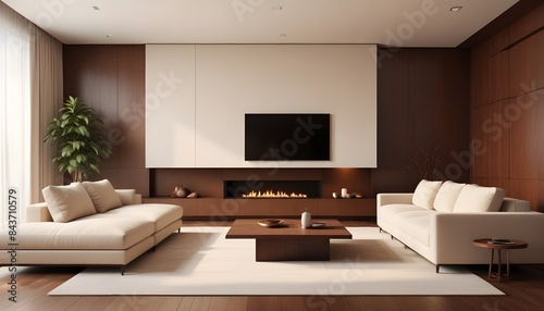 Photo interior modern design room 3D illustration