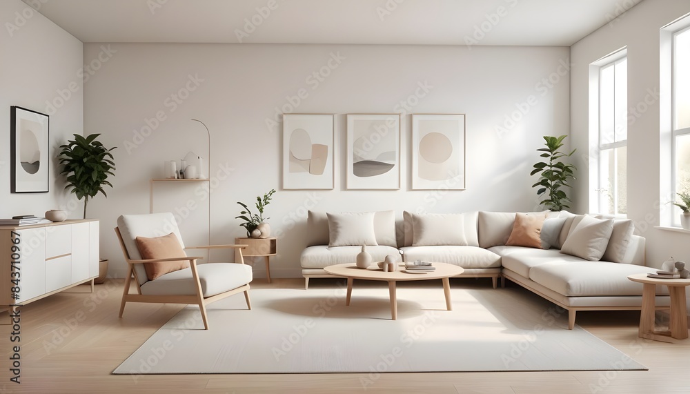 Photo interior modern design room 3D illustration Photo interior modern design room 3D illustration
