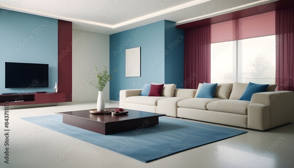 Photo interior modern design room 3D illustration Photo interior modern design room 3D illustration