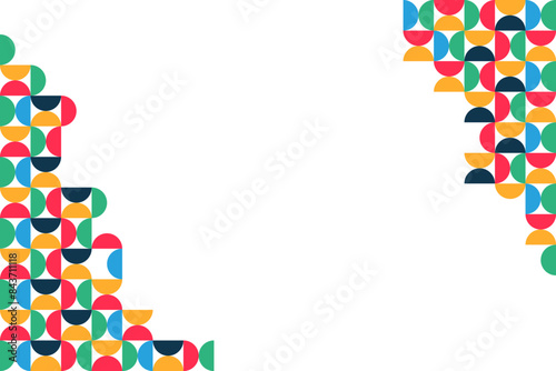 Geometric background with abstract simple colorful semi circle shapes