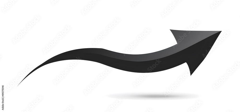 Arrow black curved up high resolution and 2D style Arrow black curved up high resolution and 2D style
