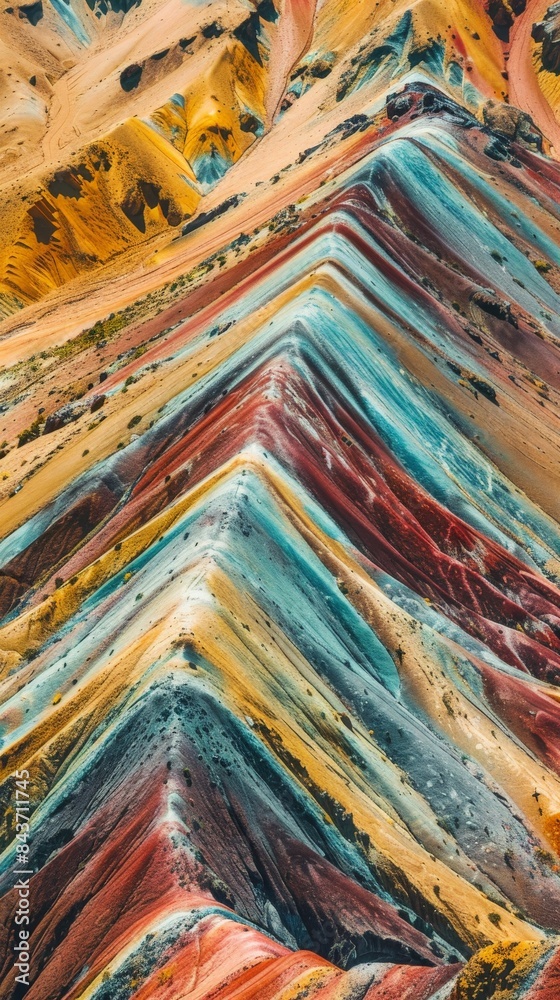 Stunning Aerial View of Rainbow Mountains Stunning Aerial View of Rainbow Mountains