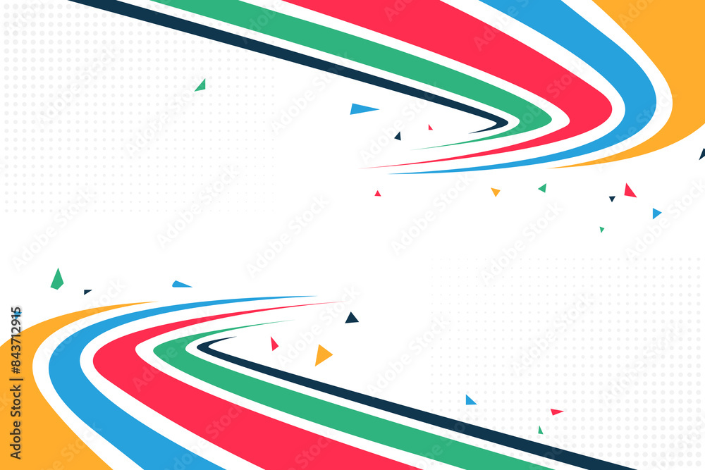 Abstract vector background with colorful curved lines for olympic sports events