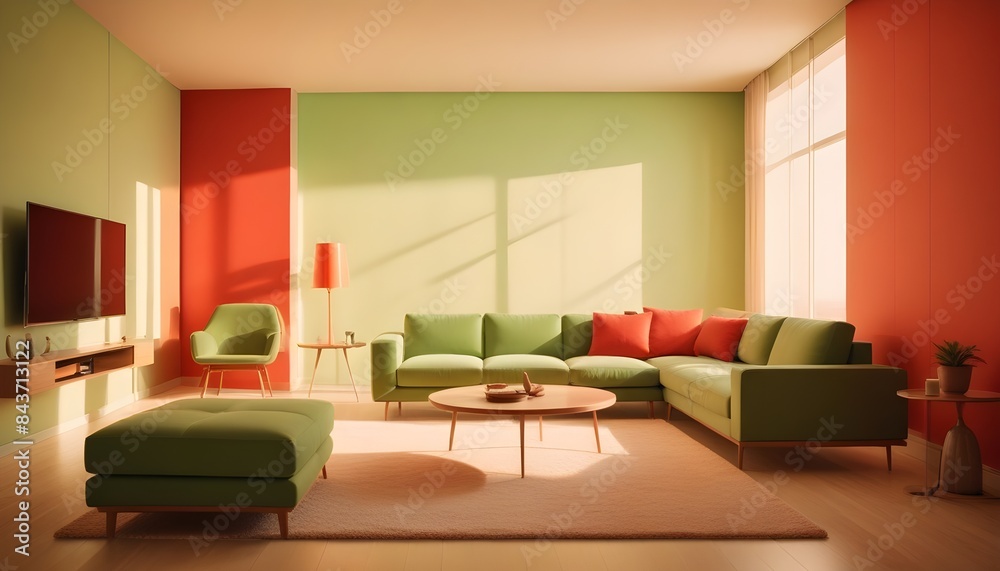 Photo interior modern design room 3D illustration Photo interior modern design room 3D illustration
