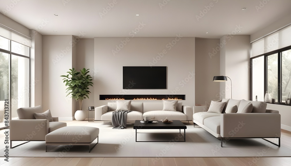 Fototapeta premium Photo interior modern design room 3D illustration