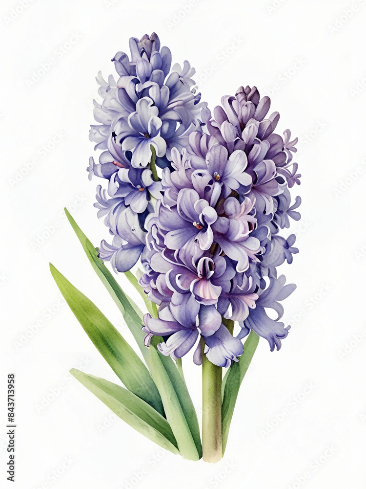 Fototapeta premium hyacinth flowers watercolor on white background, purple flowers