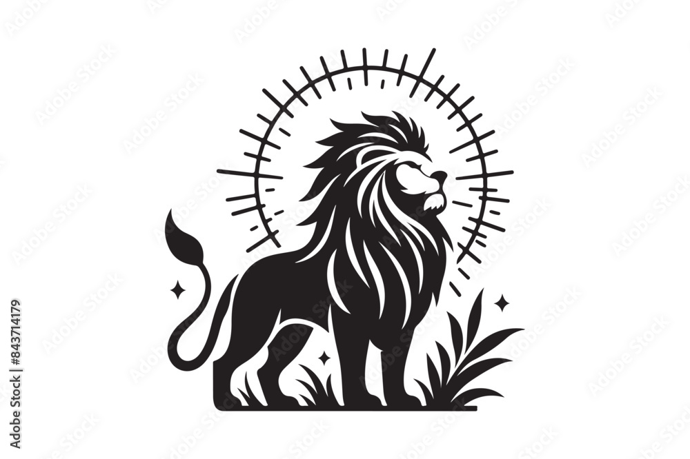 Fototapeta premium Lion silhouette vector art illustration