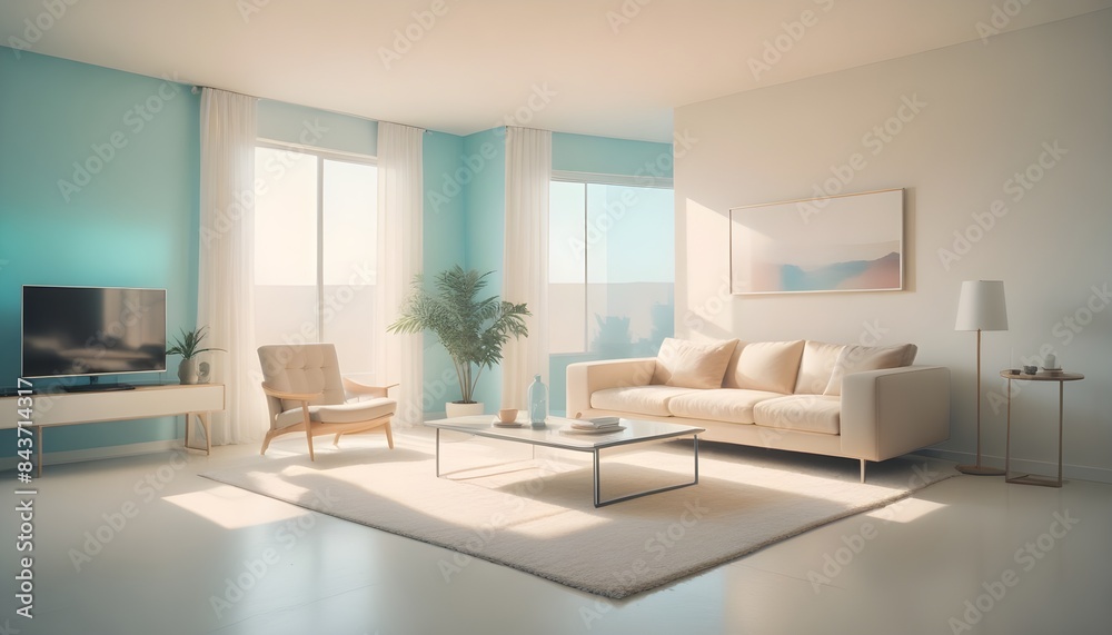 Photo interior modern design room 3D illustration Photo interior modern design room 3D illustration