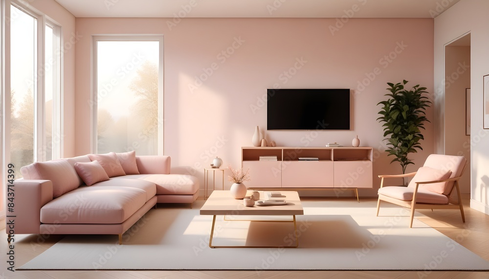 Photo interior modern design room 3D illustration Photo interior modern design room 3D illustration