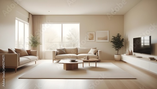 Photo interior modern design room 3D illustration