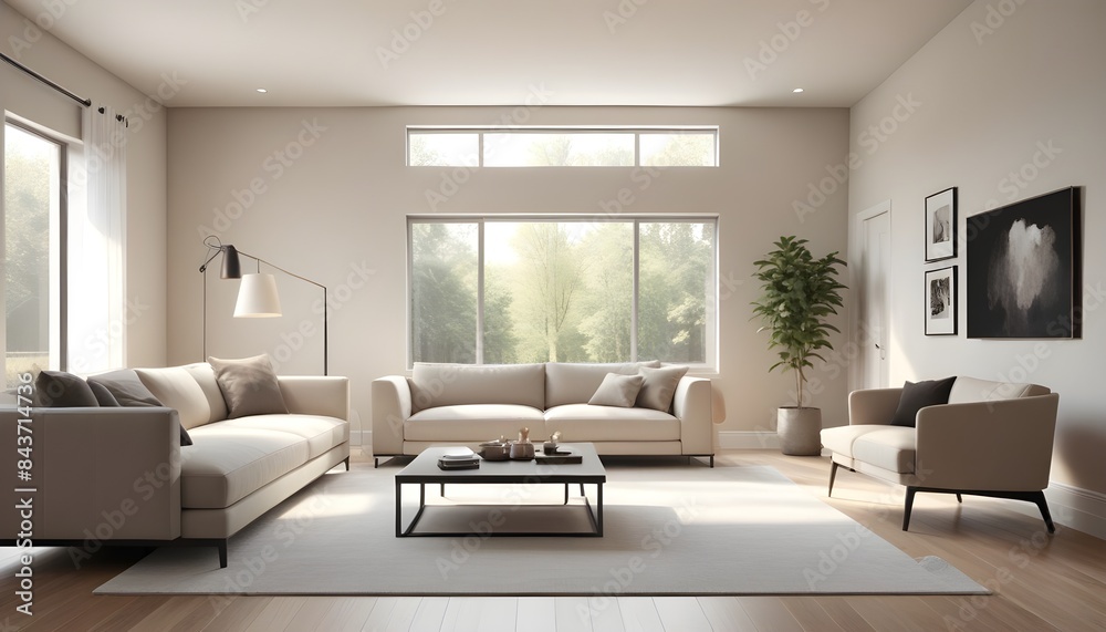 Photo interior modern design room 3D illustration Photo interior modern design room 3D illustration