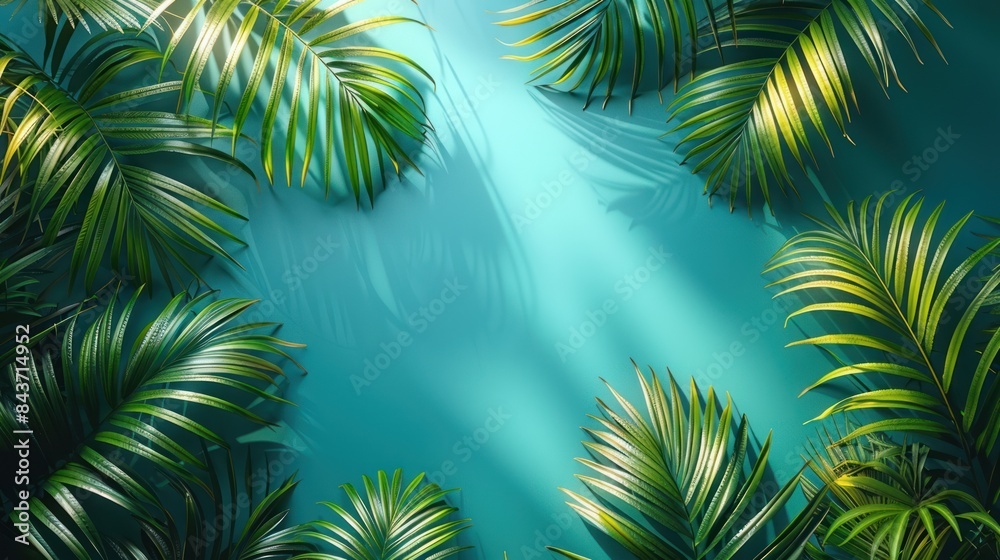 Tropical Palm Fronds Bask in the Afternoon Sun. Generative AI Tropical Palm Fronds Bask in the Afternoon Sun. Generative AI