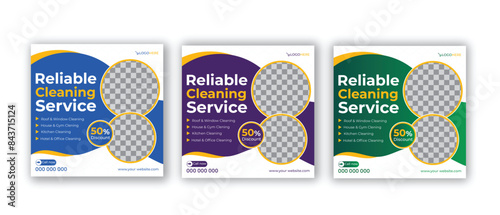 Cleaning service social media post banner template. Home Cleaning social media post banner. office, home and hotel cleaning social media post banner. Cleaning service marketing post banner design