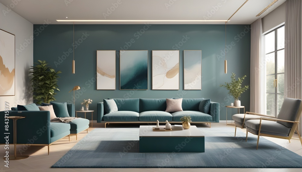 Photo interior modern design room 3D illustration Photo interior modern design room 3D illustration