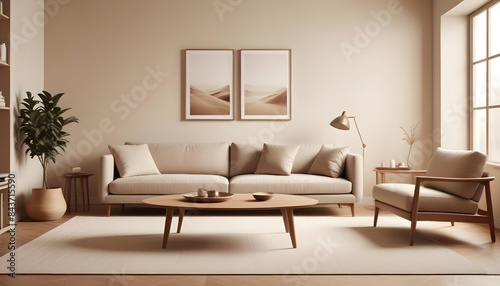 Photo interior modern design room 3D illustration