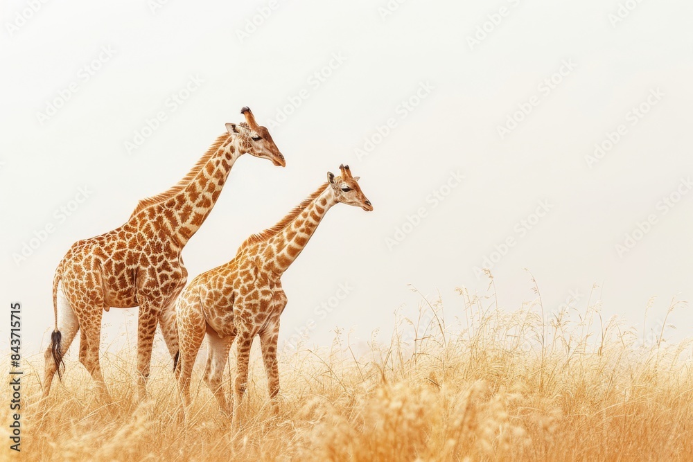 Cute two giraffes, copy space Cute two giraffes, copy space