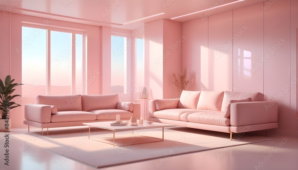 Photo interior modern design room 3D illustration Photo interior modern design room 3D illustration