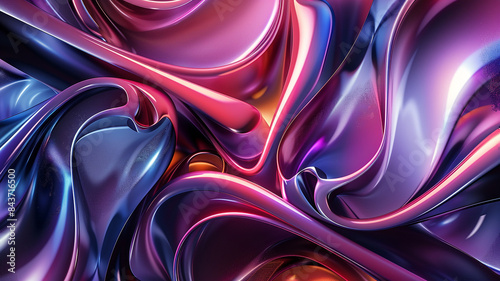 Shiny Interwoven 3D Forms on Vibrant Pastel Gradient