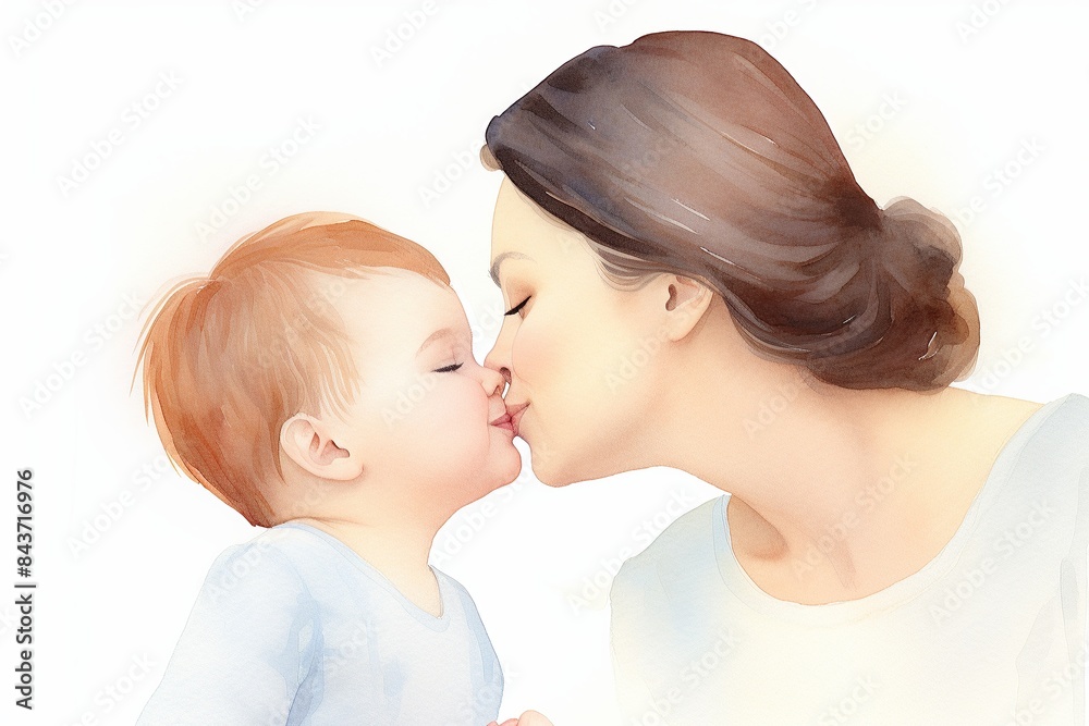 A heartwarming digital painting of a mother and child sharing a tender moment with a white background, capturing the essence of parenthood. A heartwarming digital painting of a mother and child sharing a tender moment with a white background, capturing the essence of parenthood.