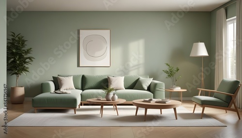 Photo interior modern design room 3D illustration