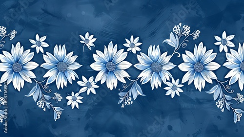 Elegant Bavarian flag patterned banners adorned with edelweiss, perfect for Oktoberfest decorations photo