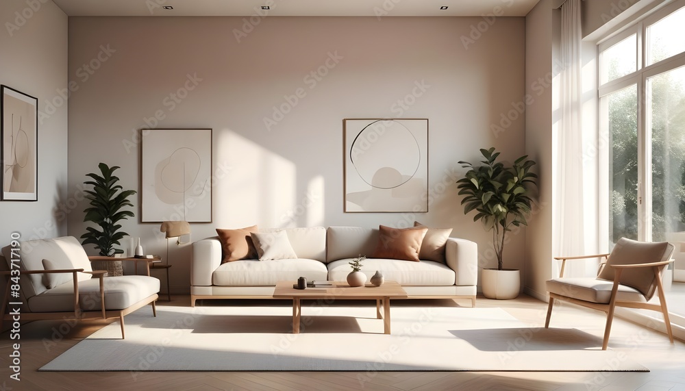 Photo interior modern design room 3D illustration Photo interior modern design room 3D illustration