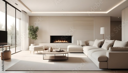 Photo interior modern design room 3D illustration