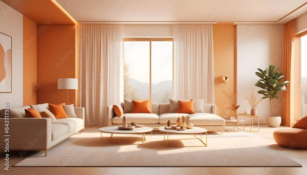 Photo interior modern design room 3D illustration