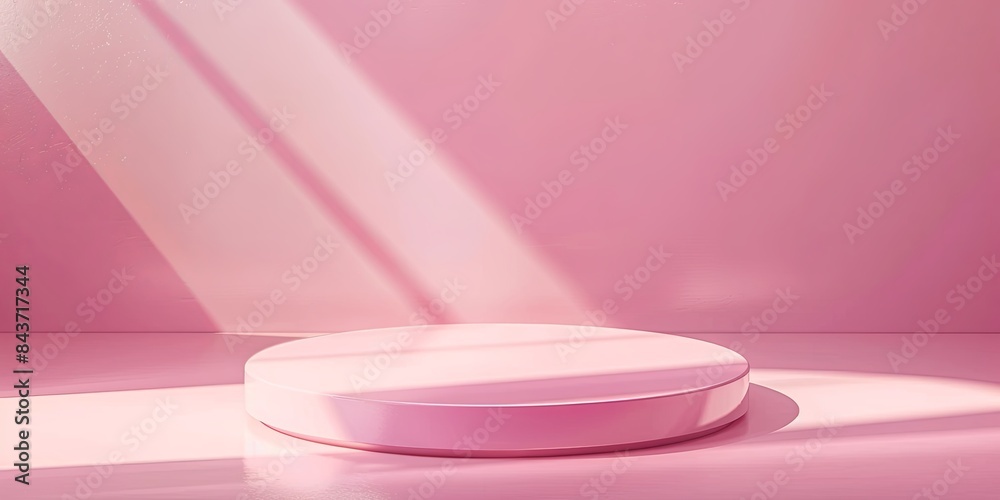Modern Pink Podium with Round Platform and Soft Lighting Effects Modern Pink Podium with Round Platform and Soft Lighting Effects