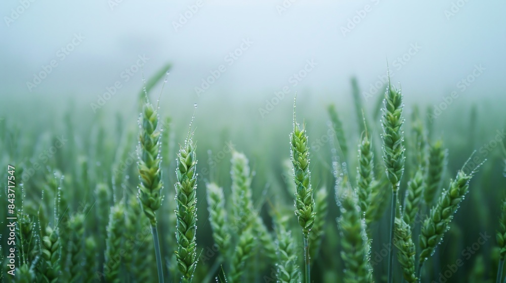 Abstract background of green young wheat ear in field Abstract background of green young wheat ear in field
