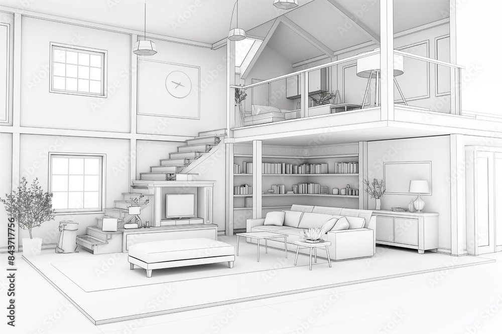 Fototapeta premium Digital Innovation in Architectural Home Design