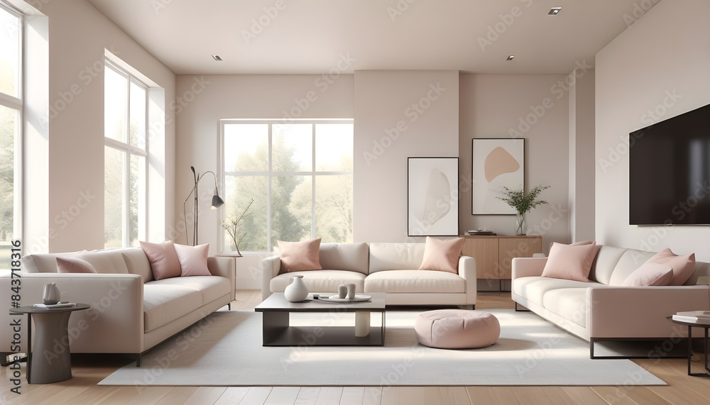 Fototapeta premium Photo interior modern design room 3D illustration