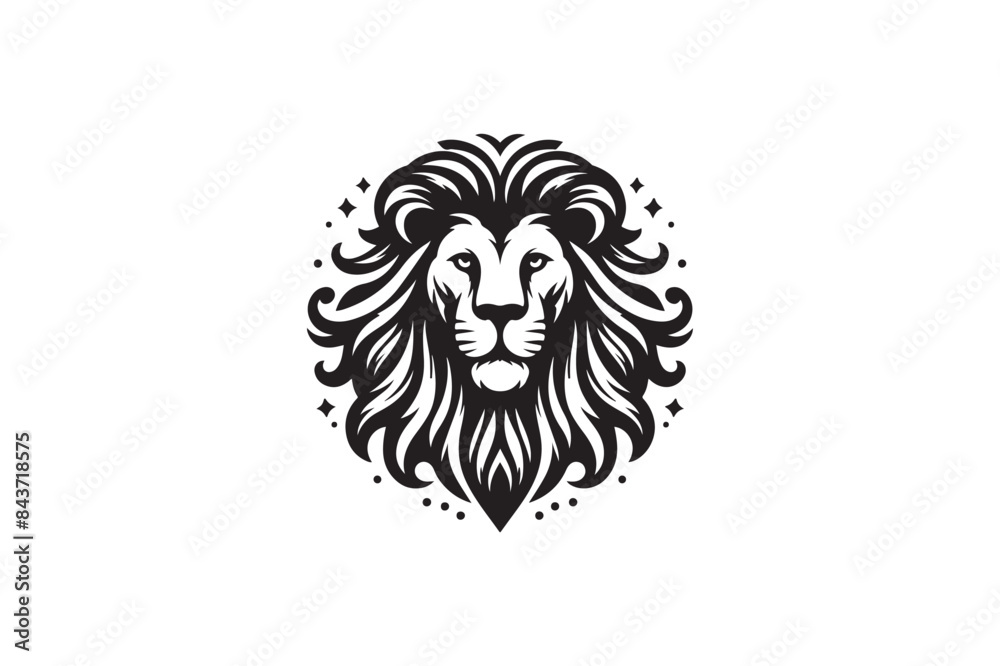 Obraz premium Lion head silhouette vector art illustration