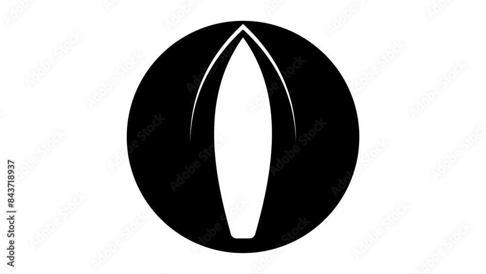 Surfboard logo, black isolated silhouette Surfboard logo, black isolated silhouette