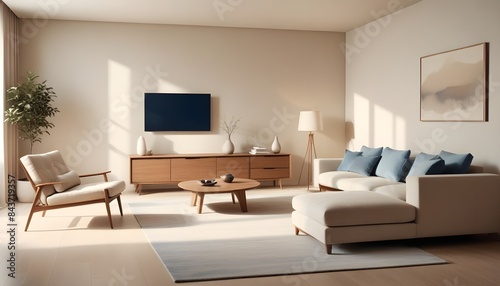 Photo interior modern design room 3D illustration