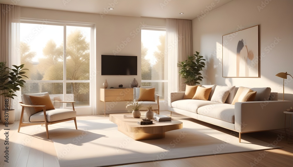 Fototapeta premium Photo interior modern design room 3D illustration