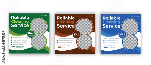 Cleaning service social media post banner template. Home Cleaning social media post banner. office, home and hotel cleaning social media post banner. Cleaning service marketing post banner design