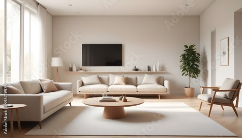 Photo interior modern design room 3D illustration