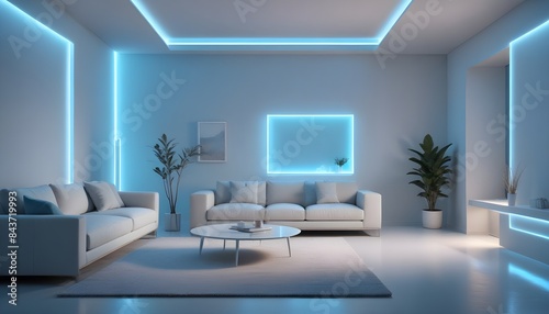 Photo interior modern design room 3D illustration