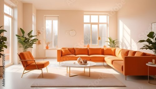 Photo interior modern design room 3D illustration