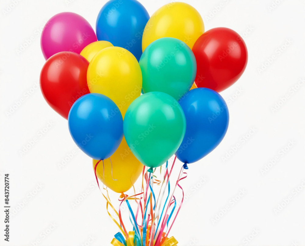 Happy birthday lit candles on colorful balloons, isolated on white background Happy birthday lit candles on colorful balloons, isolated on white background