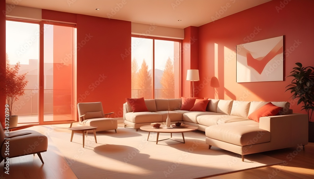 Photo interior modern design room 3D illustration Photo interior modern design room 3D illustration