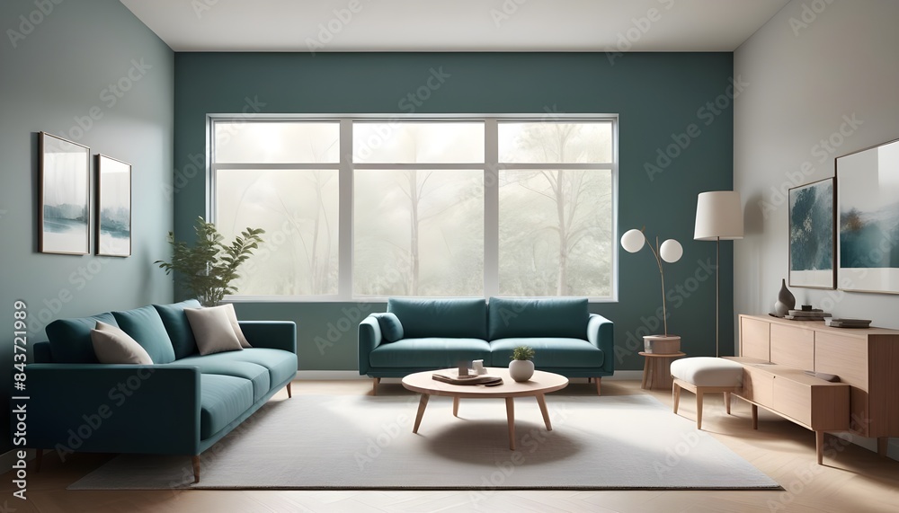 Photo interior modern design room 3D illustration
