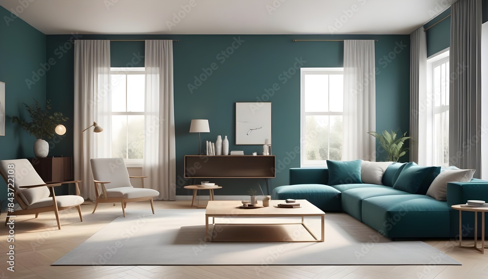 Fototapeta premium Photo interior modern design room 3D illustration