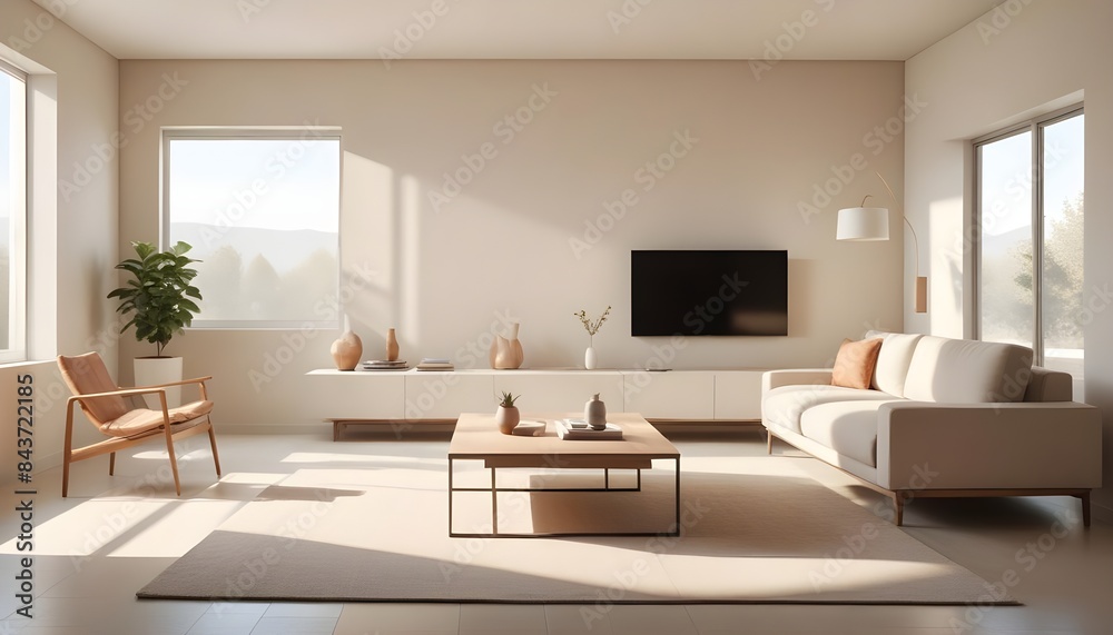 Fototapeta premium Photo interior modern design room 3D illustration