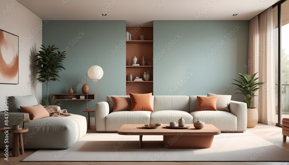 Photo interior modern design room 3D illustration Photo interior modern design room 3D illustration