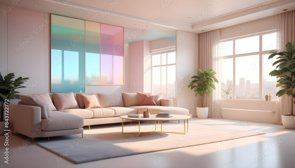 Photo interior modern design room 3D illustration Photo interior modern design room 3D illustration