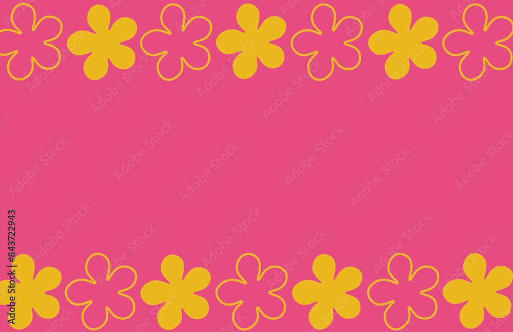 Summer Floral frame. Summer concept design a template for invitations, leaflets and greeting cards. Vector illustration. Trendy border. Pink background, Print Summer Floral frame. Summer concept design a template for invitations, leaflets and greeting cards. Vector illustration. Trendy border. Pink background, Print