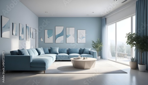 Photo interior modern design room 3D illustration